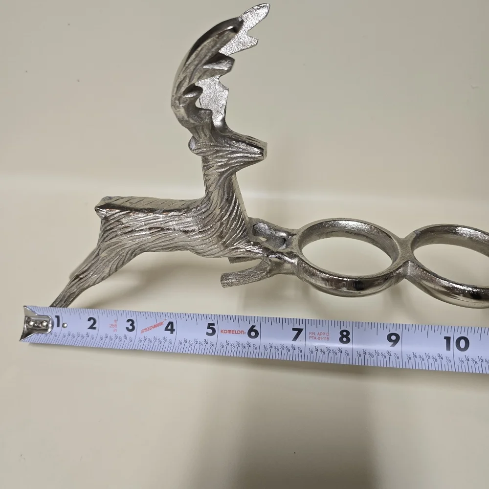 Vintage Stag Silver Plated Deer Candle Holder Rustic Cabin Centerpiece Reindeer